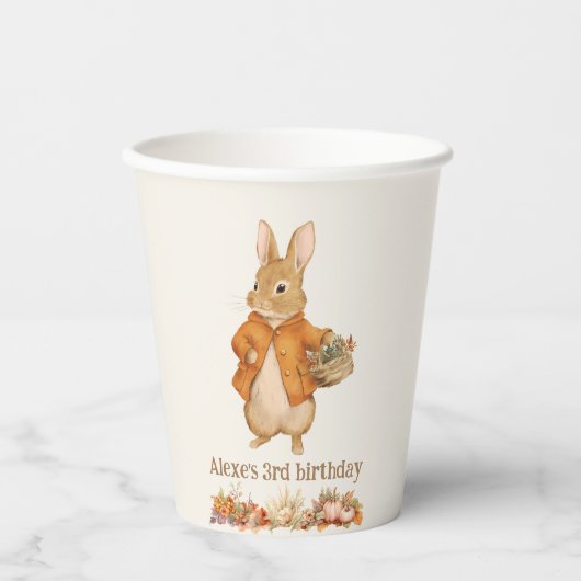 Gobelets En Papier Jolie Lapin Automne Anniversaire (Recto)