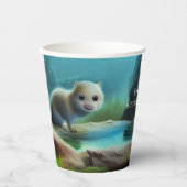 Gobelets En Papier Jolie loutre bébé en étang - personnalisable (Recto)