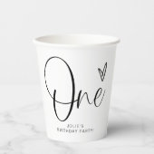 Gobelets En Papier JOLIE Modern Boho One Heart Premier Anniversaire (Recto)