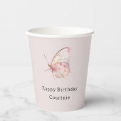 Gobelets En Papier Jolie Papillons rose Anniversaire (Recto)