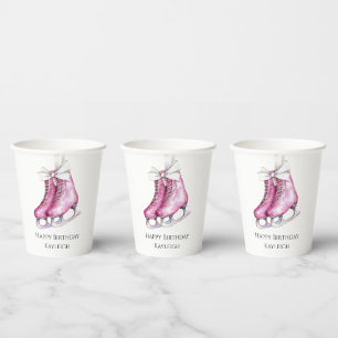 Gobelets En Papier Jolie Patins de glace rose Anniversaire