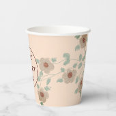 Gobelets En Papier Jolie Pêche Et Floral Vert Designer (Verso)