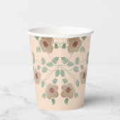 Gobelets En Papier Jolie Pêche Et Floral Vert Designer (Droite)