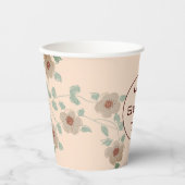 Gobelets En Papier Jolie Pêche Et Floral Vert Designer (Recto)