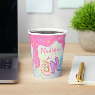 Gobelets En Papier Jolie Première Fête avec Glaçage Rose