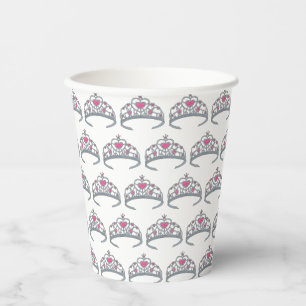 Gobelets En Papier Jolie princesse rose Tiara fête d'anniversaire fil