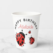 Gobelets En Papier Jolie Red Ladybug moderne Joyeux Anniversaire pers (Recto)