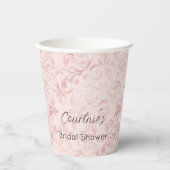 Gobelets En Papier Jolie rose saumon perle douche nuptiale (Recto)