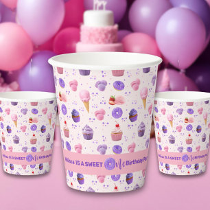Gobelets En Papier Jolie rose violet sucré Un anniversaire de fille