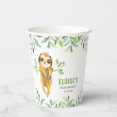 Gobelets En Papier Jolie Sloth Green Boy Baby shower Anniversaire   (Verso)