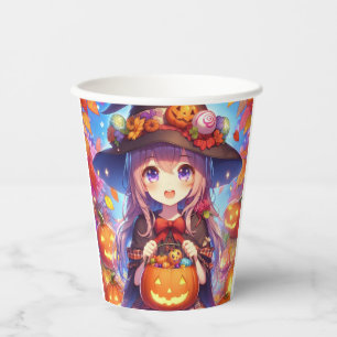 Gobelets En Papier Jolie Sorcière d'Halloween Anime