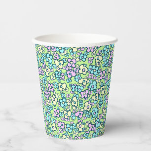 Gobelets En Papier Jolies Fleurs d'Art folklorique Pastel Colors Prin