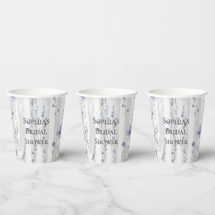 Gobelets En Papier Jolies rayures florales lavande et blanc pour une