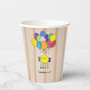 Gobelets En Papier Jolis Ballons Jaunes de Monstre Anniversaire Gobel
