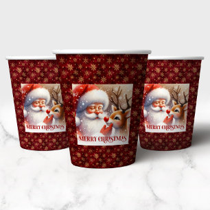Gobelets En Papier Jolis verres de Noël pour enfants avec le Père Noë