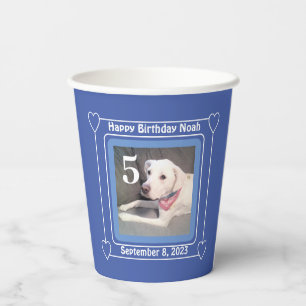 Gobelets En Papier Jote Chien Chien Chien Photo Anniversaire Numéro 5