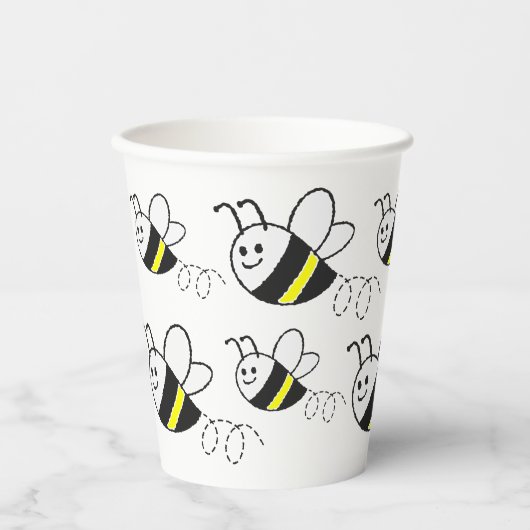 Gobelets En Papier Jote Little Bee Motif Baby shower blanc (Recto)