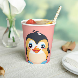 Gobelets En Papier Jote Penguin Oiseau Ice animal fête d'anniversaire