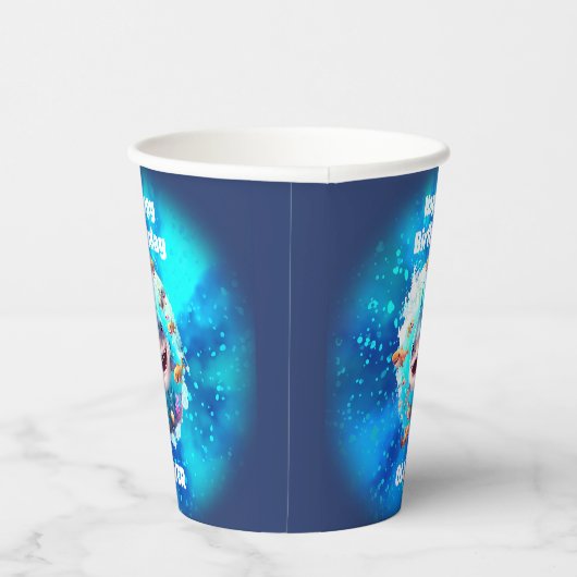 Gobelets En Papier Jote requin Anniversaire Personnalisé garçon (Droite)