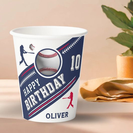Gobelets En Papier Joueur de baseball Ball Jeu d'anniversaire à thème