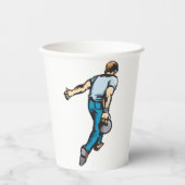 Gobelets En Papier Joueur de bowling rétro lancer la balle (Recto)