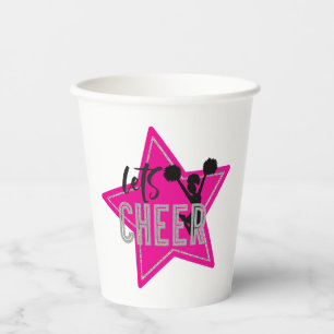 Gobelets En Papier Jour d'anniversaire de la Cheerleader rose argent 