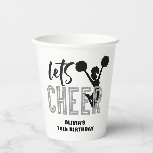 Gobelets En Papier Jour d'anniversaire de l'argent et de la crème noi (Recto)