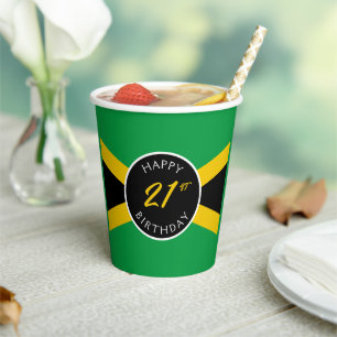 Gobelets En Papier Jour d'anniversaire du drapeau jamaïcain Jamaica G