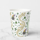 Gobelets En Papier Jour de la Saint Patrick Shamrock Lucky vert et bl (Droite)