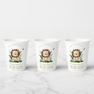 Gobelets En Papier Jour de l'Anniversaire du lion animal sauvage de l