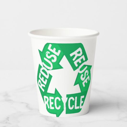 Gobelets En Papier Jour des terres Réduire Réutiliser Recycle Boucle (Verso)