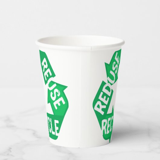 Gobelets En Papier Jour des terres Réduire Réutiliser Recycle Boucle (Droite)