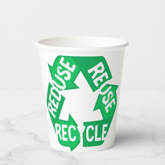 Gobelets En Papier Jour des terres Réduire Réutiliser Recycle Boucle (Recto)