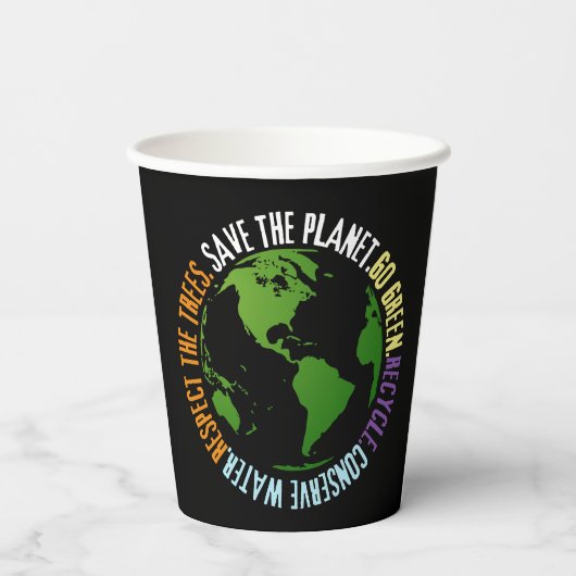 Gobelets En Papier Jour des terres Sauvez la planète Devenez écolo (Verso)