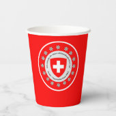 Gobelets En Papier Jour national suisse Drapeau Edelweiss, Rouge (Verso)