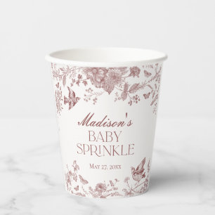 Gobelets En Papier Jouy Toile Bourgogne Vintage Floral Baby Sprinky