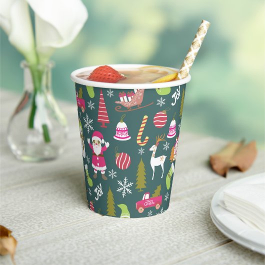 Gobelets En Papier Joy Christmas Green (Insitu)