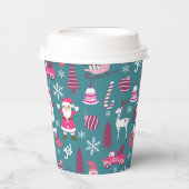 Gobelets En Papier Joy Christmas Turquoise (Recto)