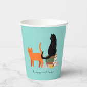 Gobelets En Papier Joyeuse dame aux chats (Verso)