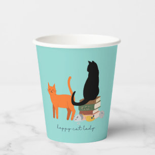 Gobelets En Papier Joyeuse dame aux chats