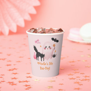 Gobelets En Papier Joyeuse fête d'anniversaire Halloween rose