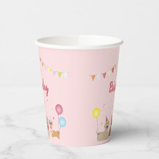 Gobelets En Papier Joyeuse fête des chiens d'anniversaire (Gauche)