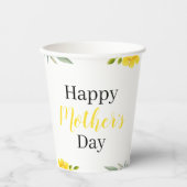 Gobelets En Papier Joyeuse fête des mères Fête des fleurs jaunes et F (Recto)
