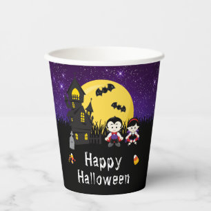 Gobelets En Papier Joyeuse fête d'Halloween Vampires Violet