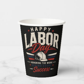 Gobelets En Papier Joyeuse Fête du Travail Typographie Vintage Hommag