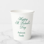 Gobelets En Papier Joyeuse Saint-Patrick famille nom vert minimal (Verso)