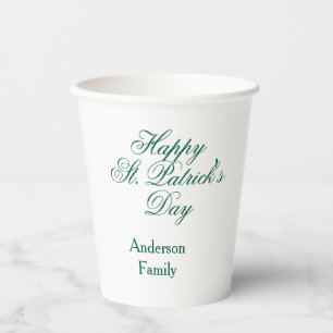 Gobelets En Papier Joyeuse Saint-Patrick famille nom vert minimal
