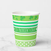 Gobelets En Papier Joyeuse Saint-Patrick Rayures Vertes (Verso)
