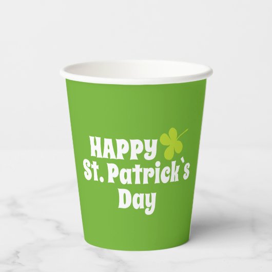Gobelets En Papier Joyeuse Saint Patrick`s day Green Lucky Shamrock (Verso)