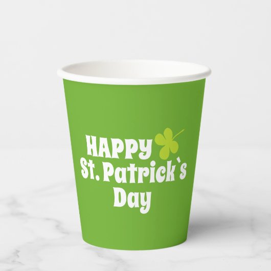 Gobelets En Papier Joyeuse Saint Patrick`s day Green Lucky Shamrock (Recto)